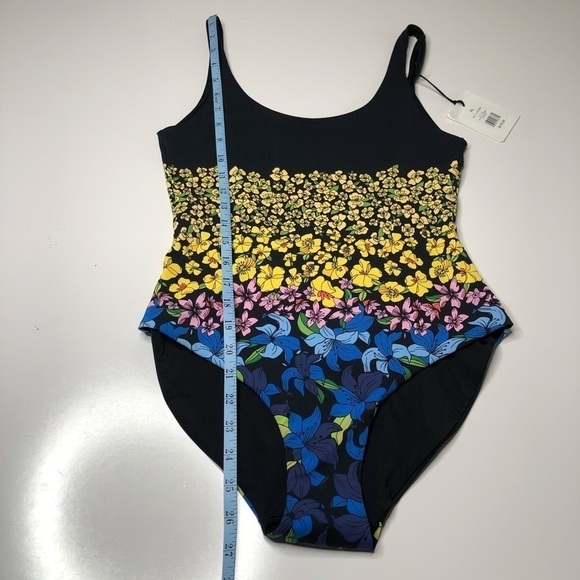 NEW Onia Rachel Floral Yellow Blue Pink Flower Black Stretchy One Piece Swimsuit - Picture 15 of 16